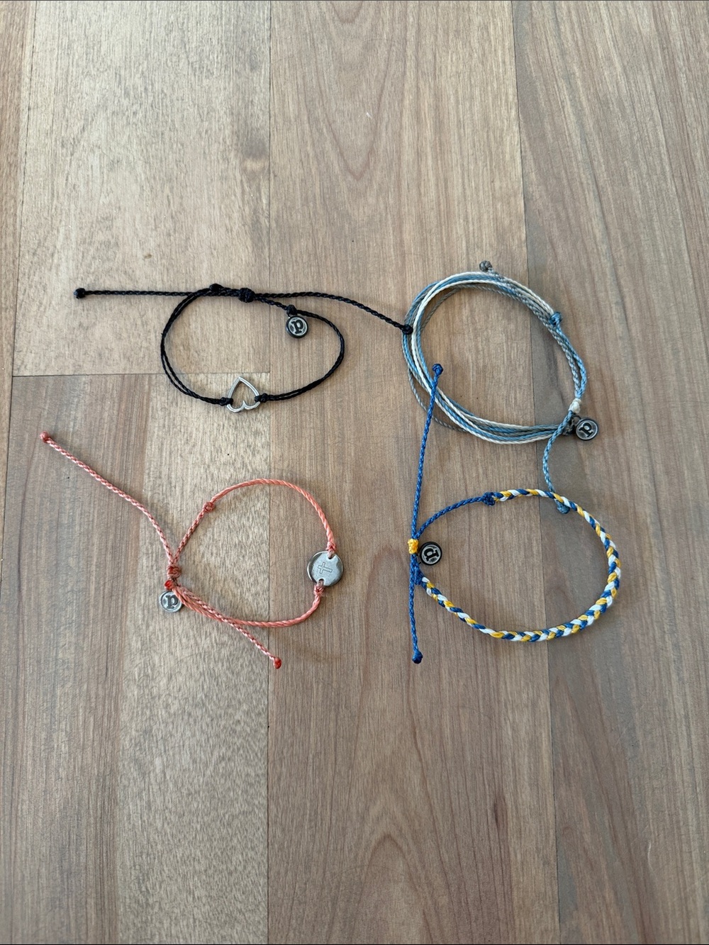 Pure Vida Colorful Kids Friendship Bracelet Set - Blue, Black, Coral, Light Blue